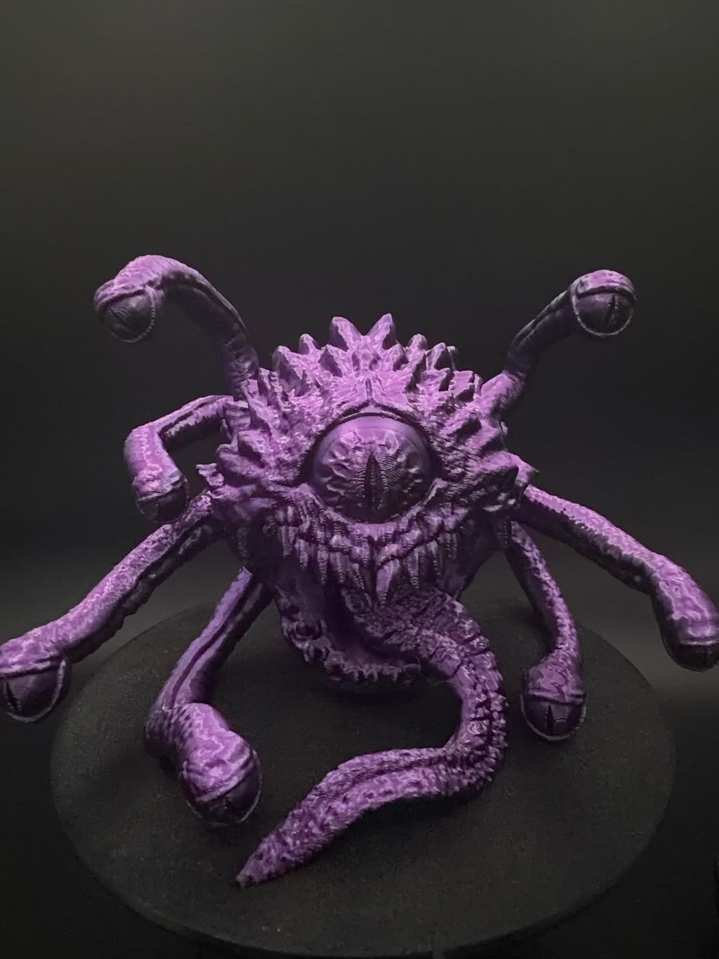 Angled front view of eye stalks and central eye [Black Purple]