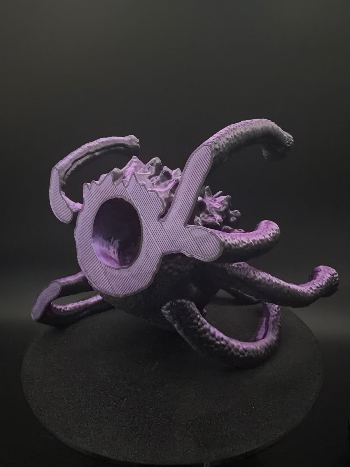Underside opening of the creature dice tower [Black Purple]