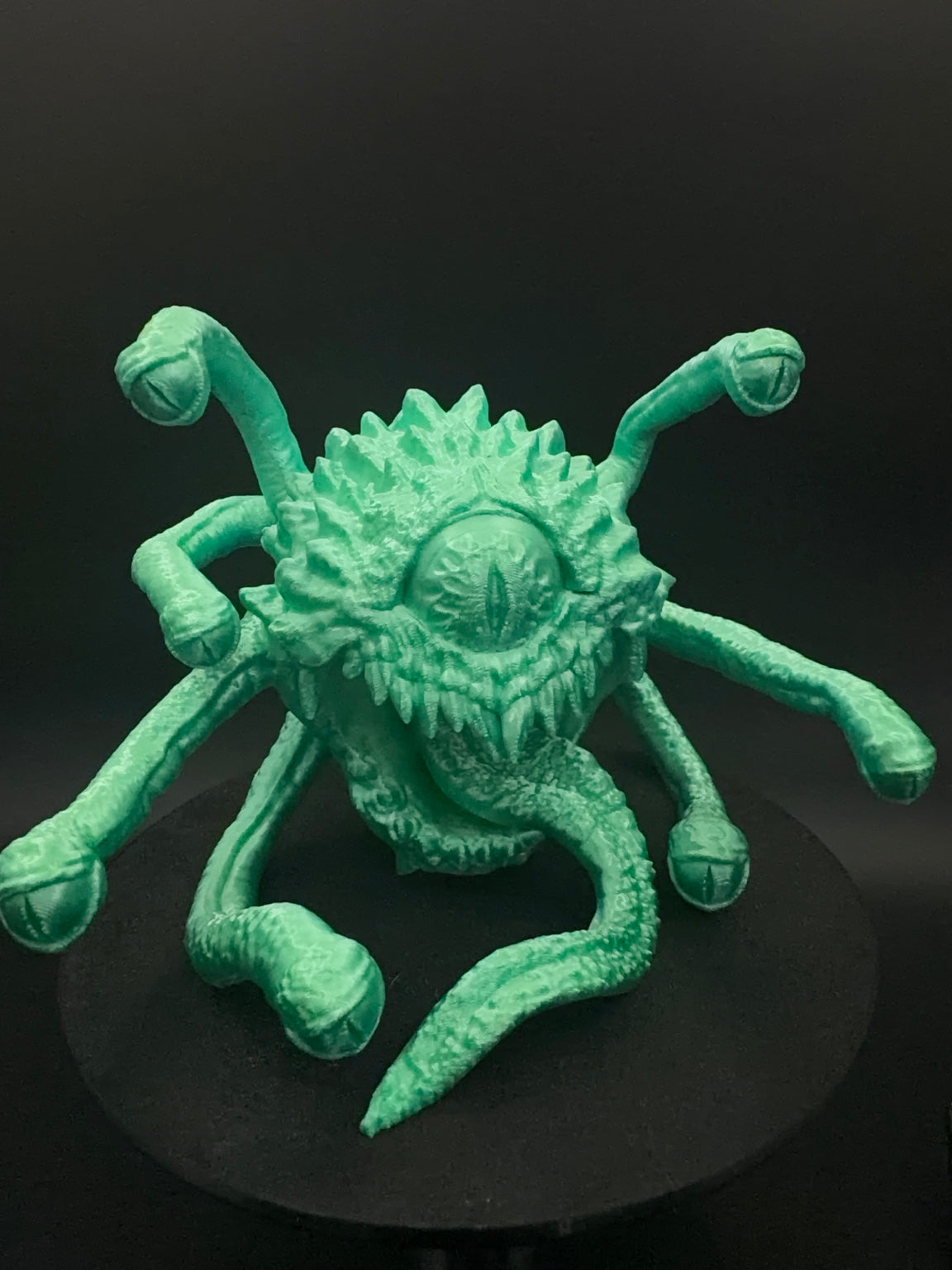 Front view of green and mint Abyssal Watcher dice tower [Dreamy Blue Green]
