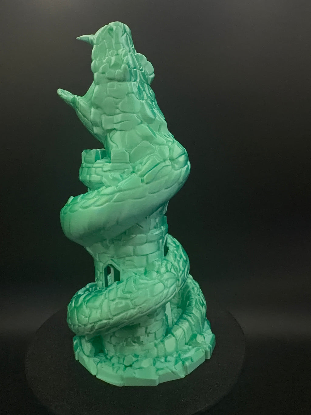 Opposite side of green and aqua basilisk dice tower
