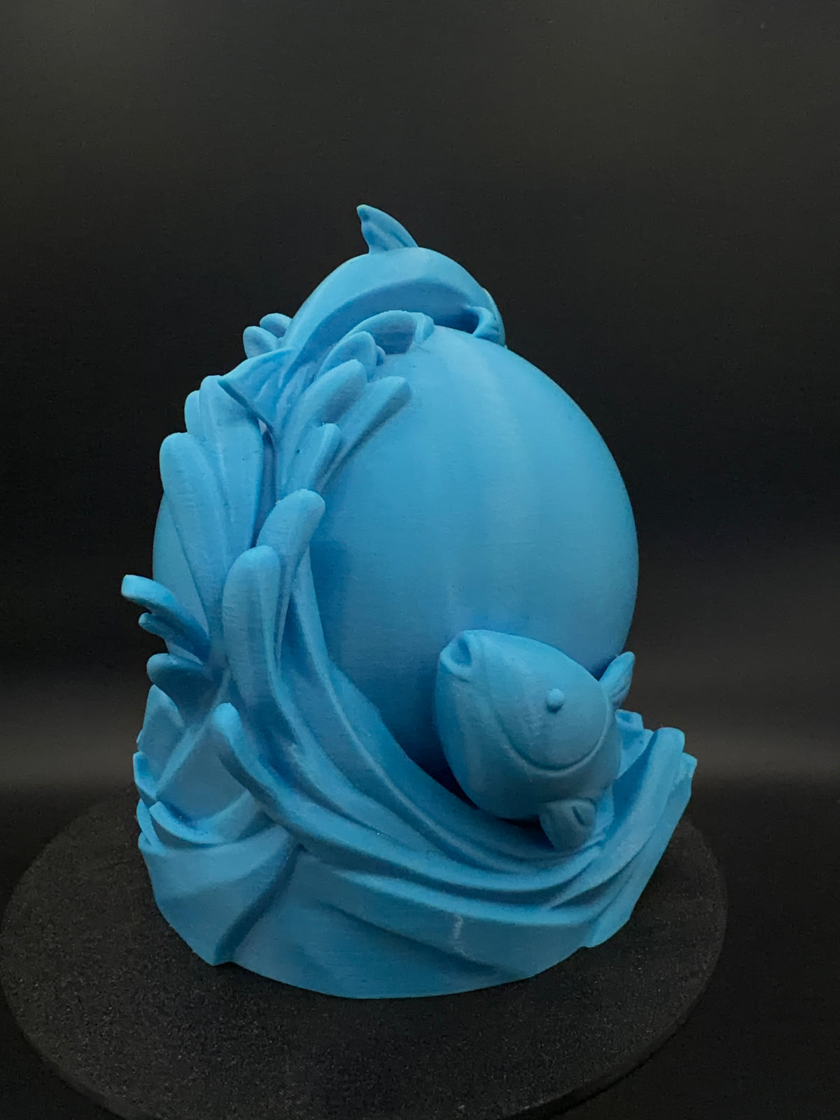Blue Koi lamp unlit from the side