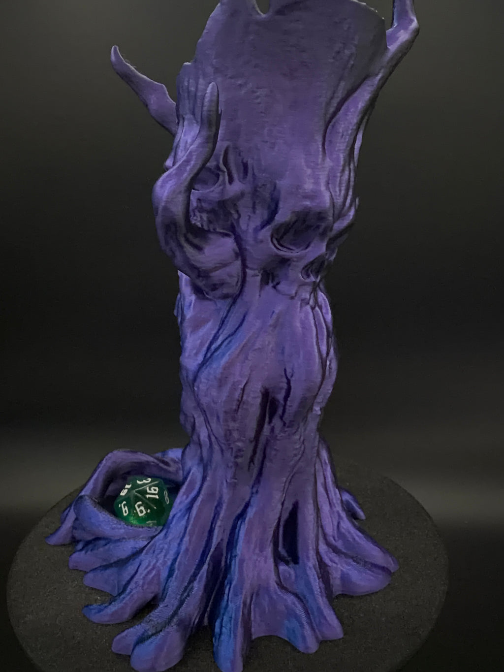 The Bonewood blue and purple skull tree dice tower, view 2 [Black Purple]