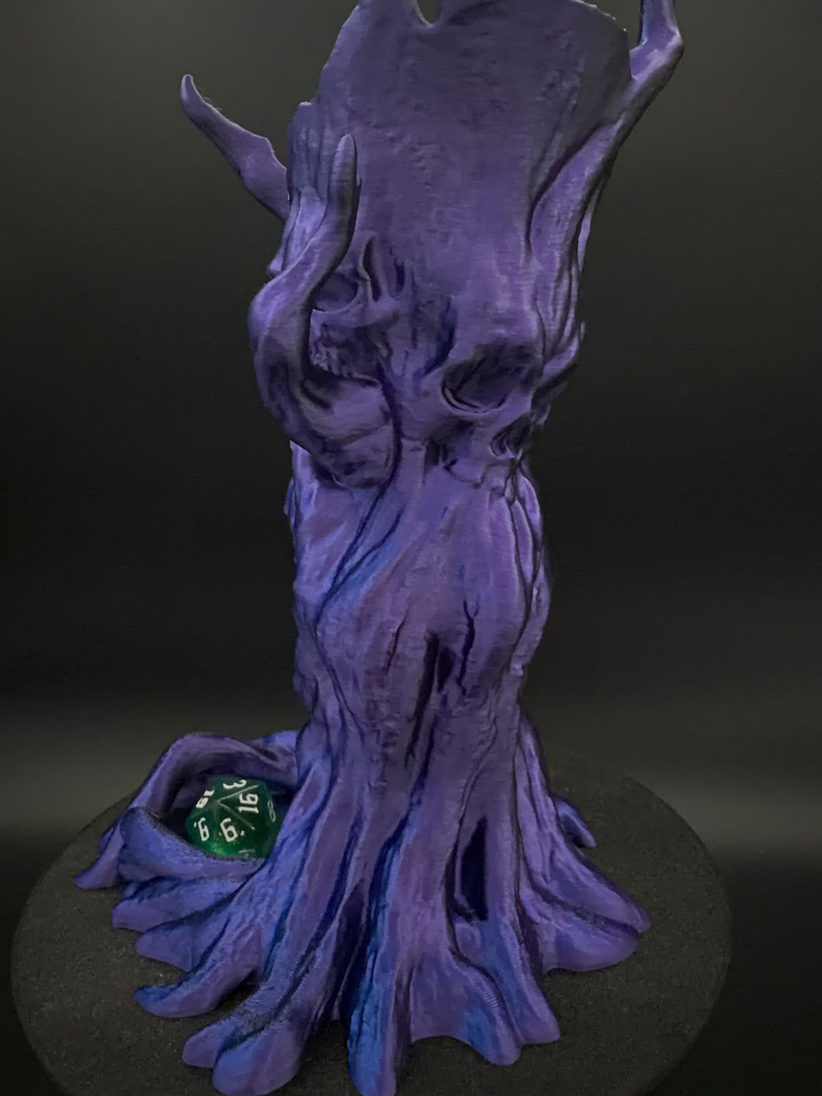 The Bonewood blue and purple skull tree dice tower, view 2 [Black Purple]