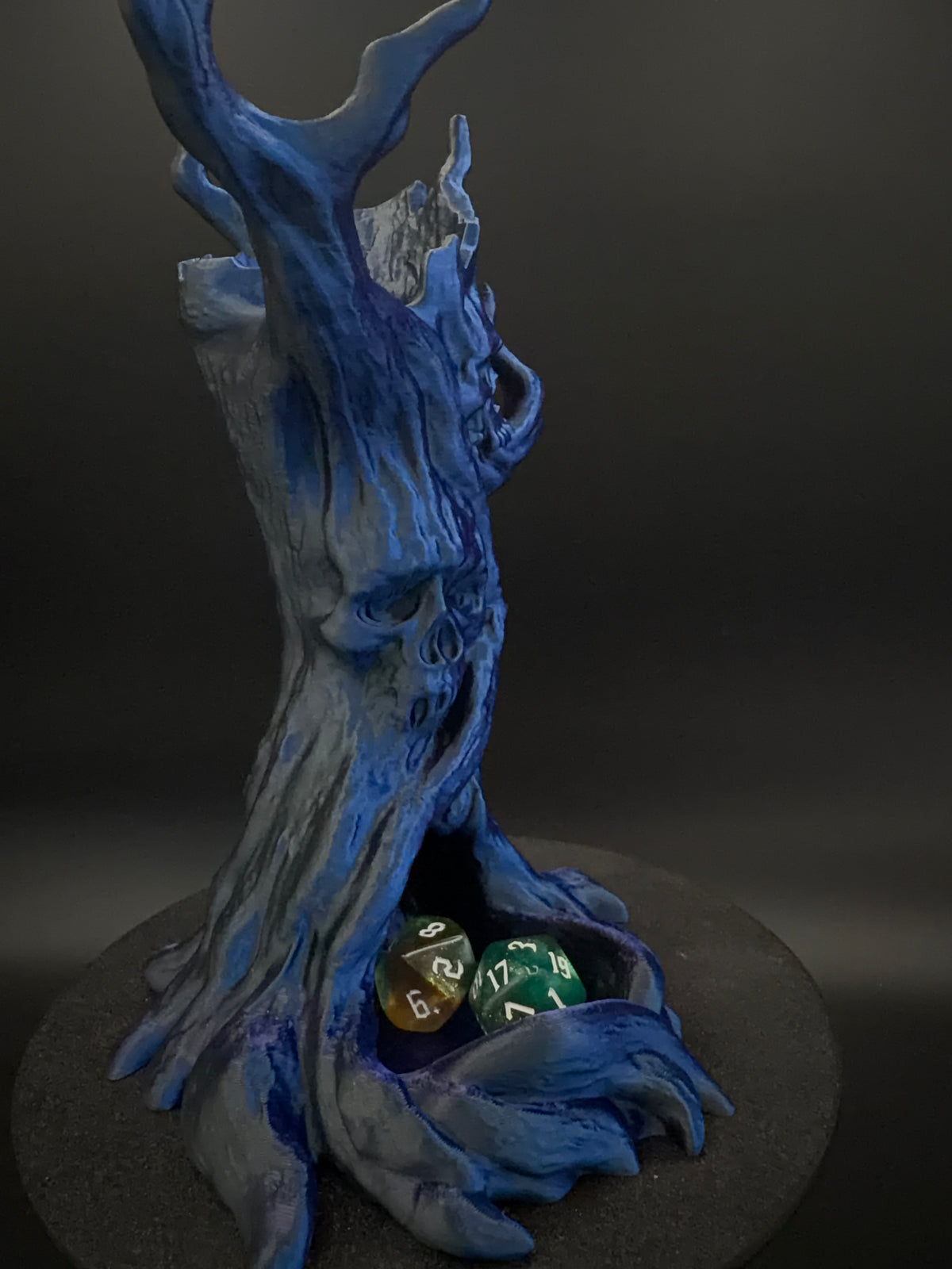 The Bonewood blue and purple skull tree dice tower, view 5 [Black Purple]