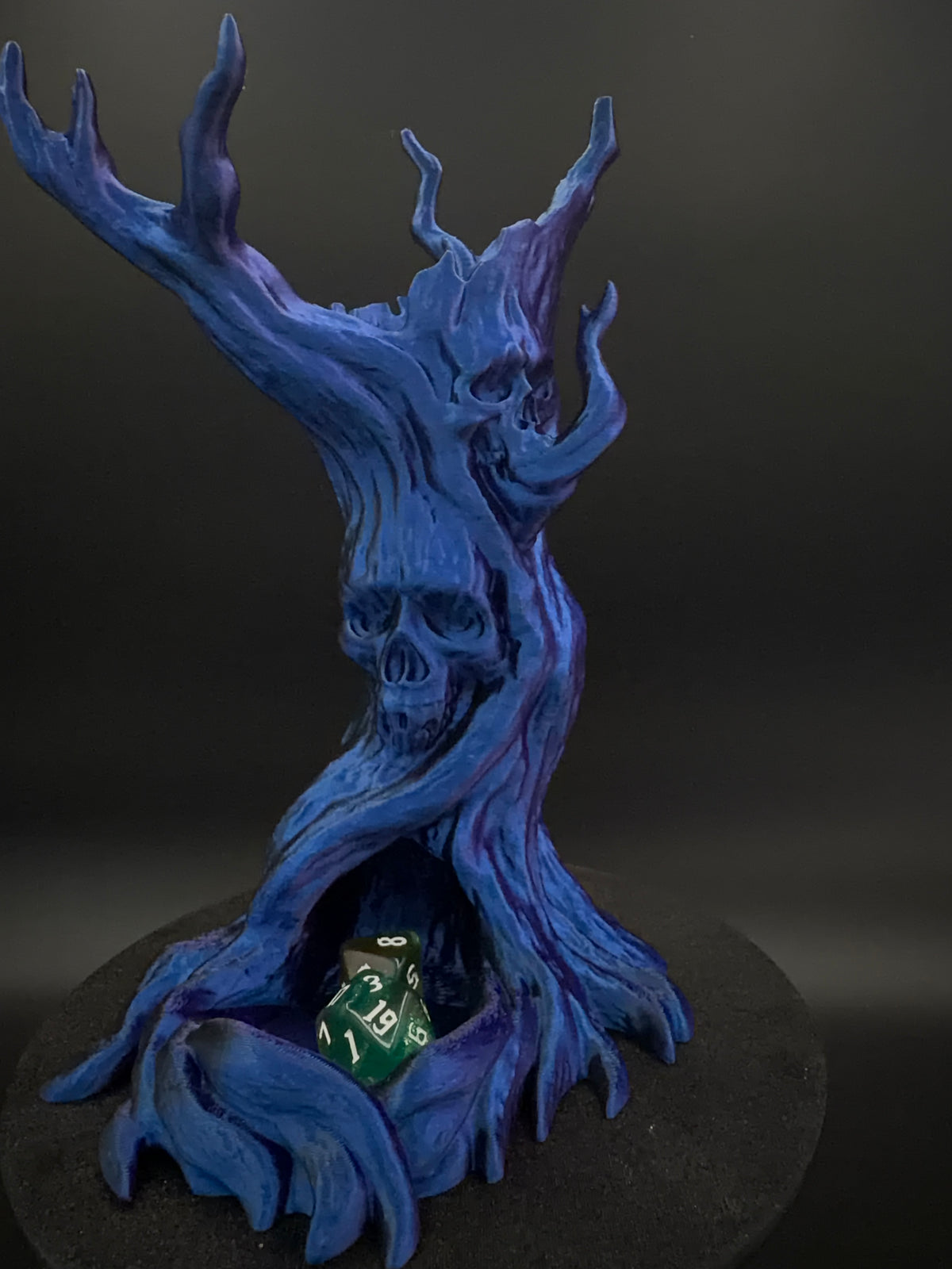 The Bonewood blue and purple skull tree dice tower, view 6 [Black Purple]