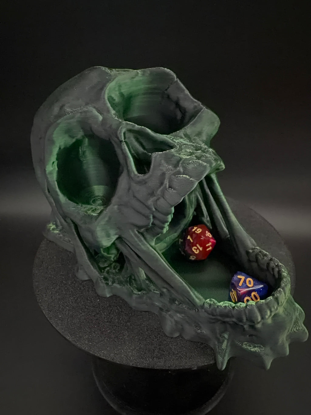 The Gravejaw green and black skull dice tower, view 5 [Black Green]