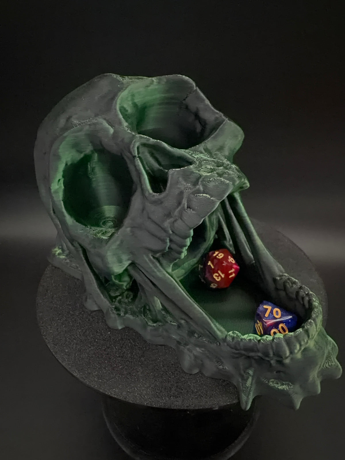 The Gravejaw green and black skull dice tower, view 5 [Black Green]