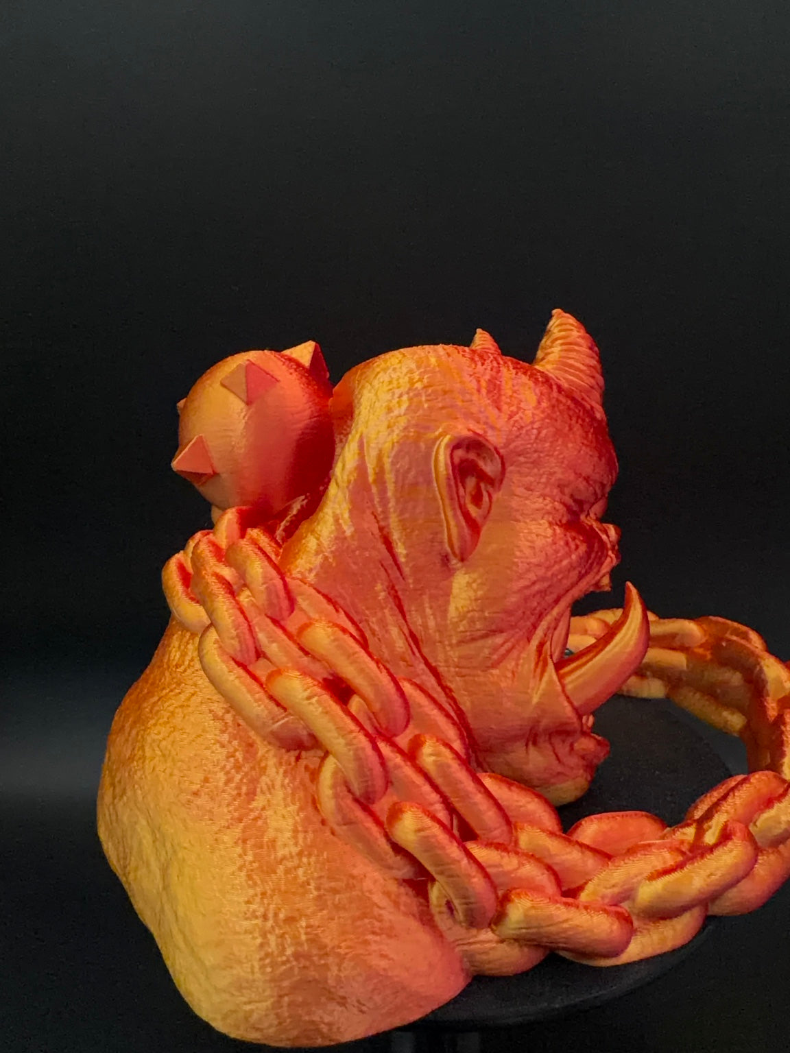 Ember orange and gold horned dice tower, view 4