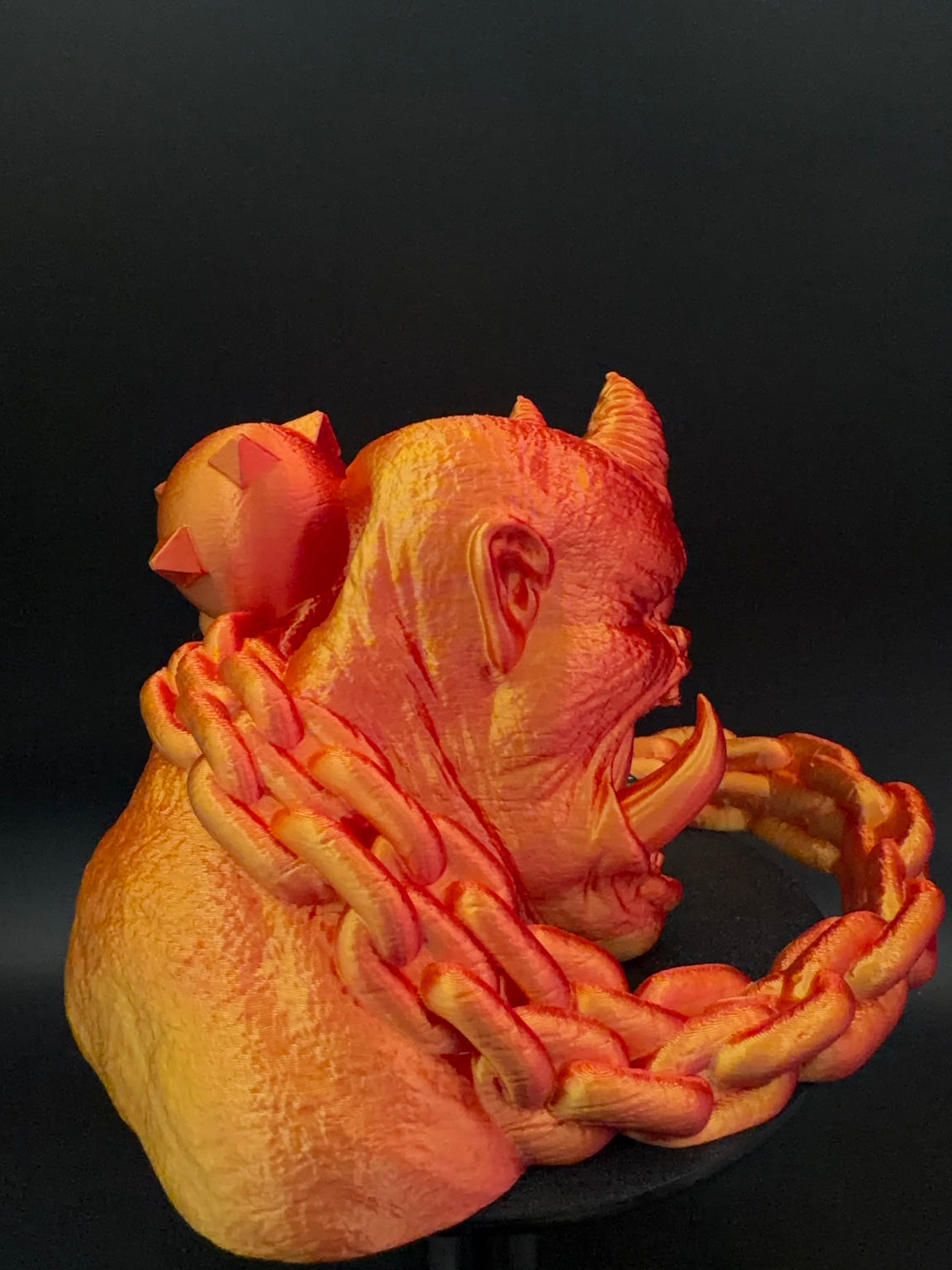 Ember orange and gold horned dice tower, view 5