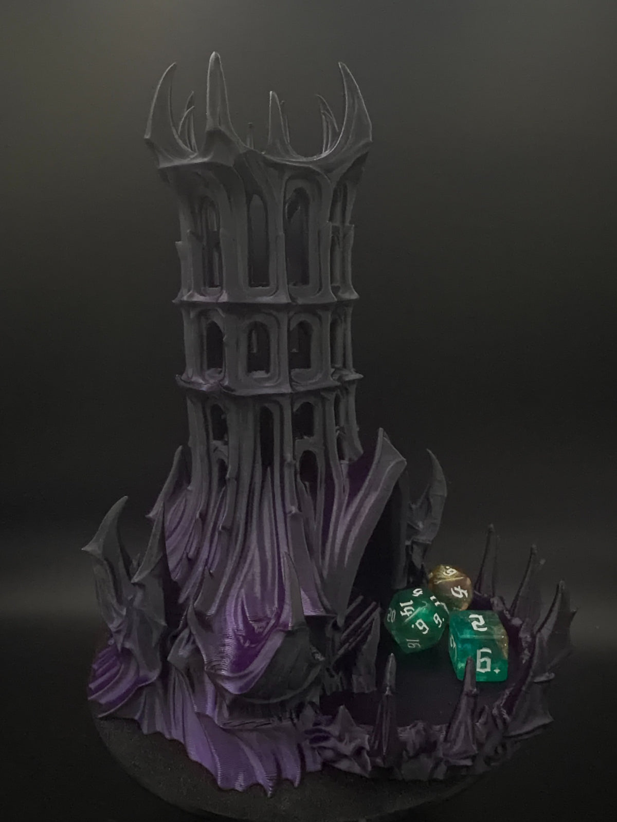 Obsidian Citadel dice tower front angle