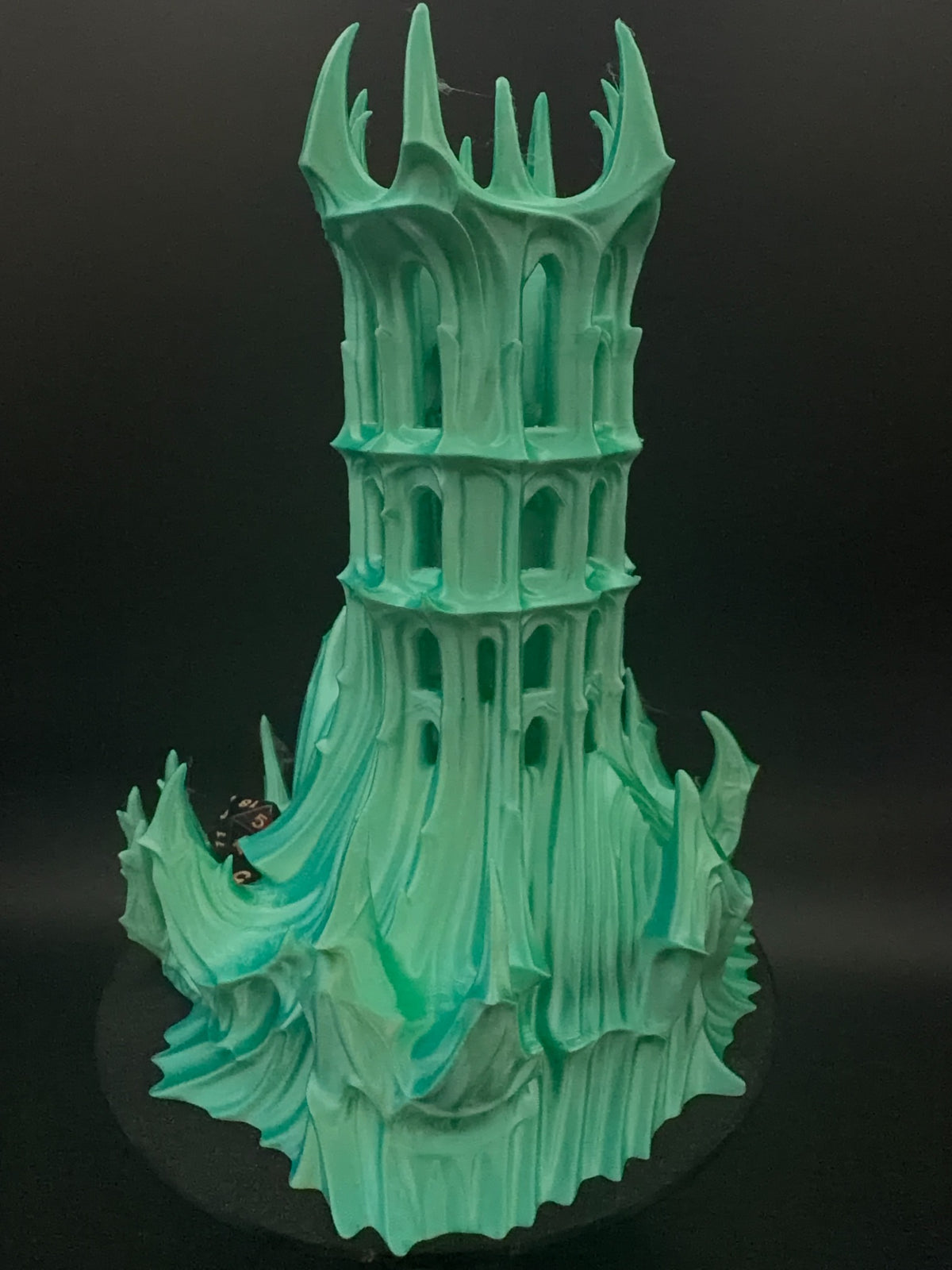 Obsidian Citadel Blue/Green dice tower, rear view