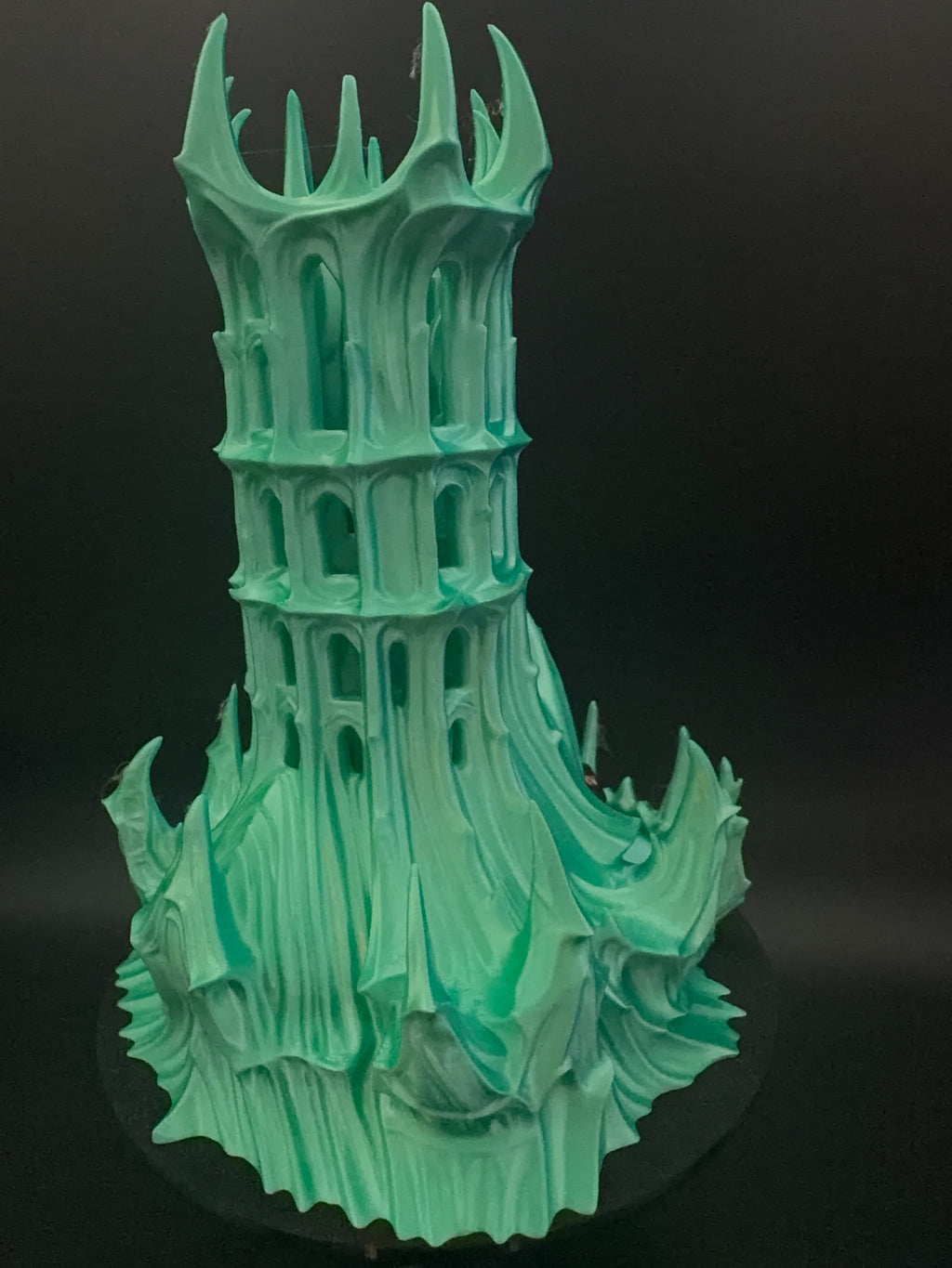 Obsidian Citadel Blue/Green dice tower, opposite rear view