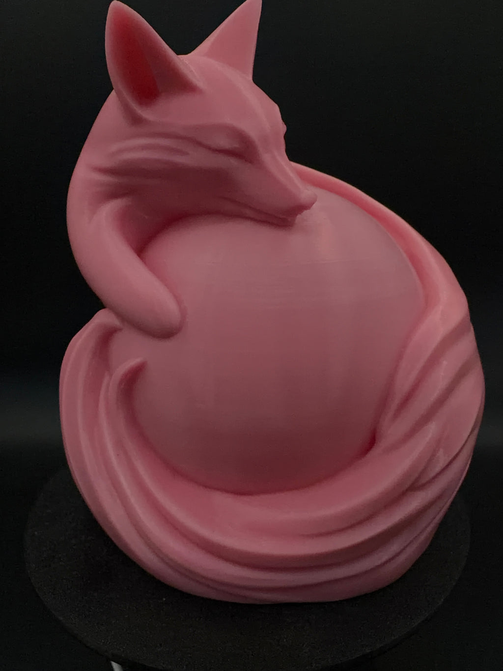 Pink fox lamp unlit, front view
