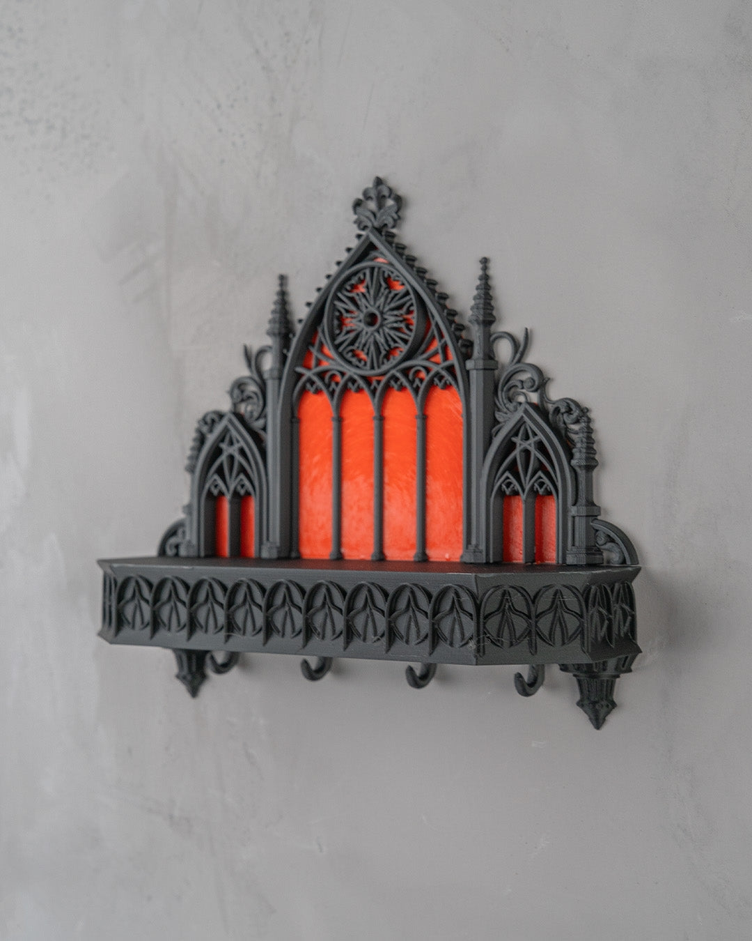 Sanctuary Key Holder gothic 3D printed wall key holder side detail view