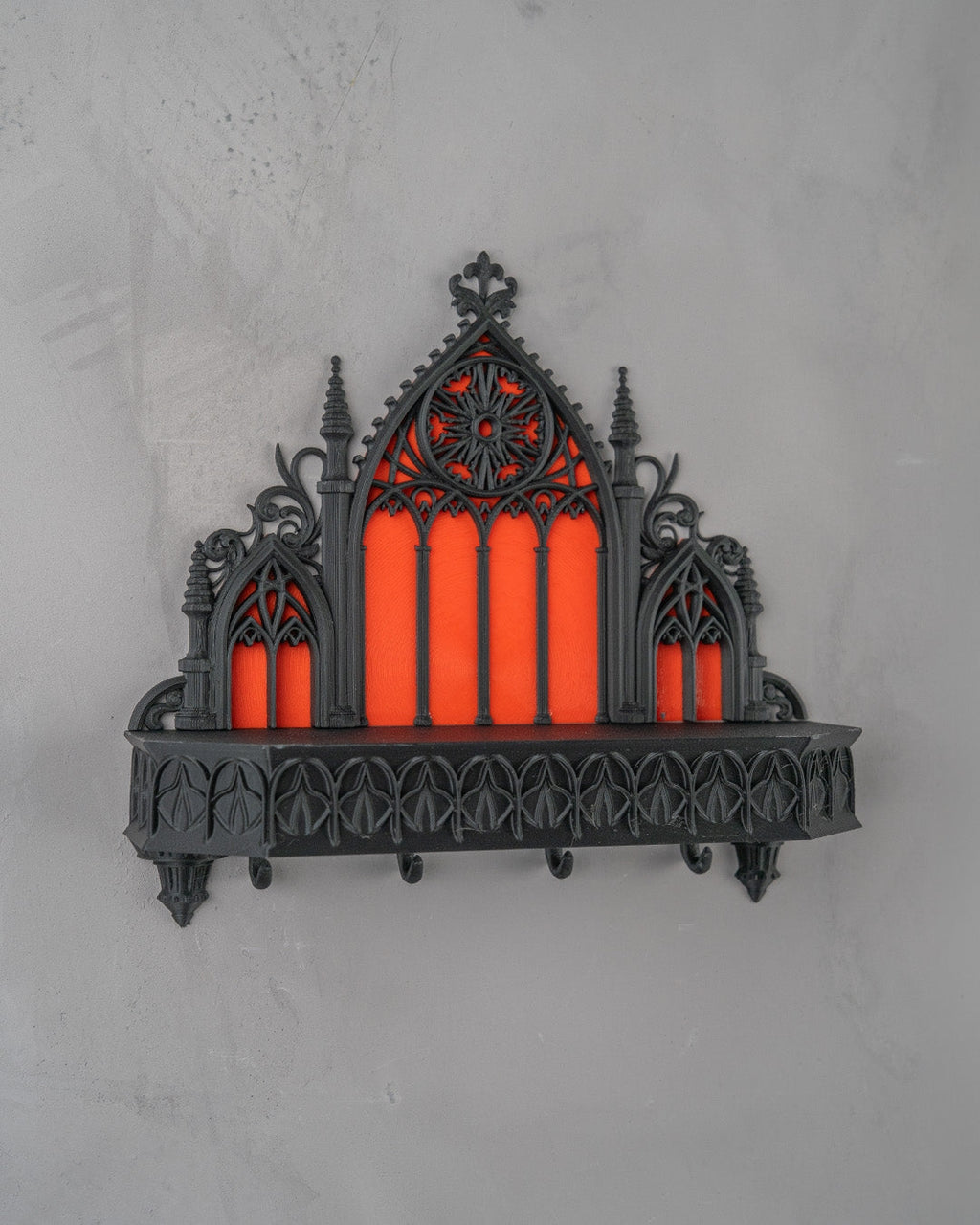 Sanctuary Key Holder gothic 3D printed wall key holder angled view on wall