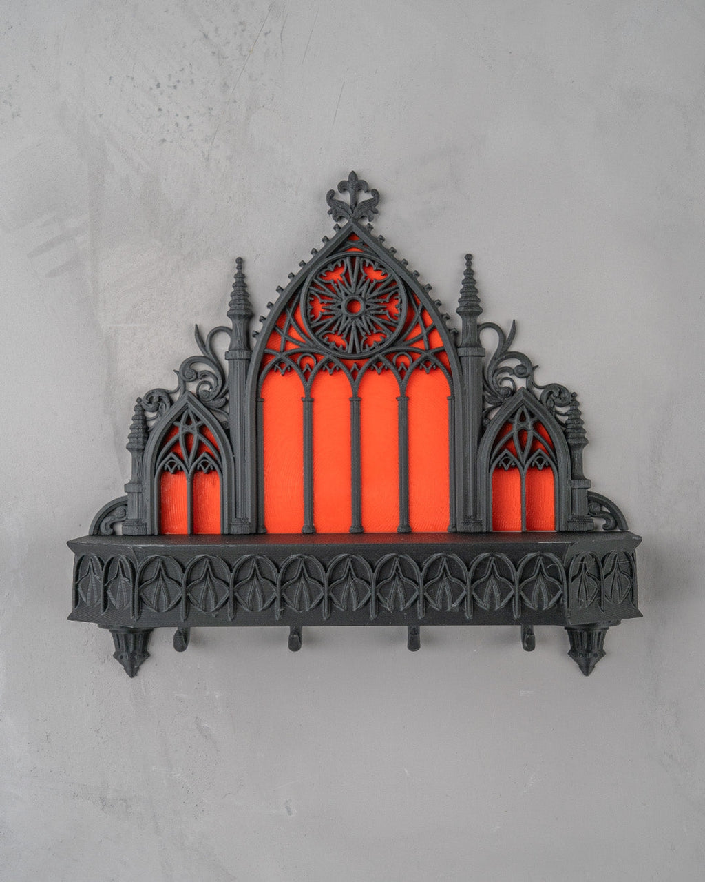 Sanctuary Key Holder gothic 3D printed wall key holder front view without keys