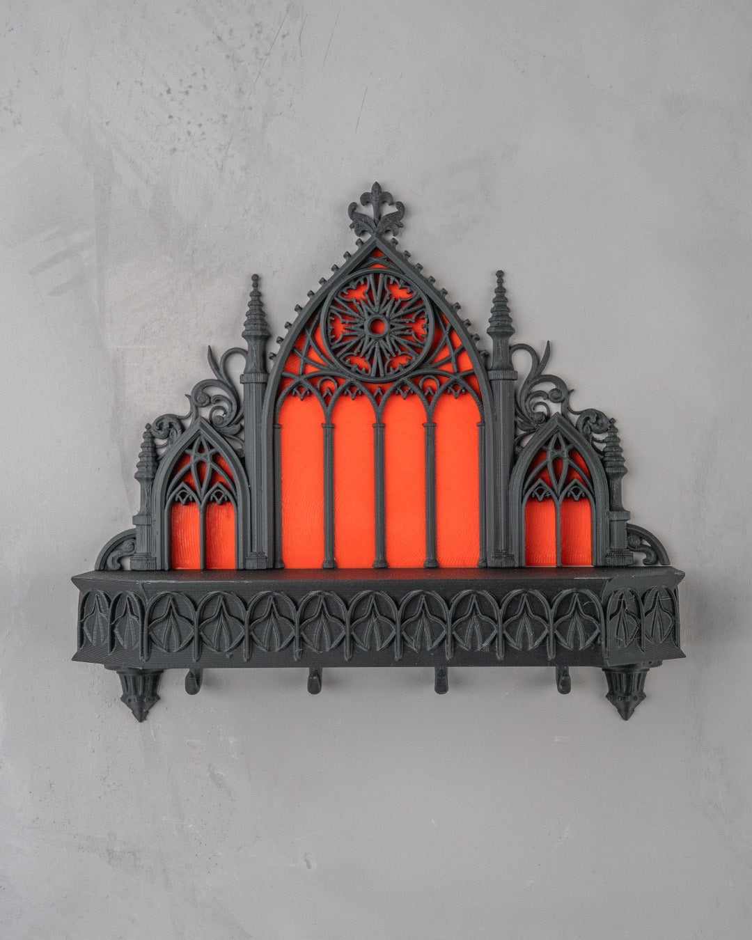 Sanctuary Key Holder gothic 3D printed wall key holder front view without keys
