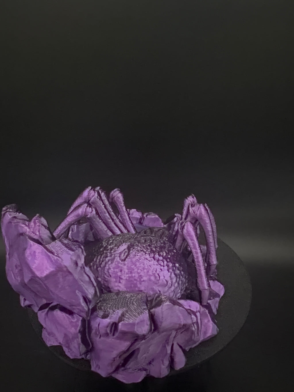 Close front view of spider and dice landing tray