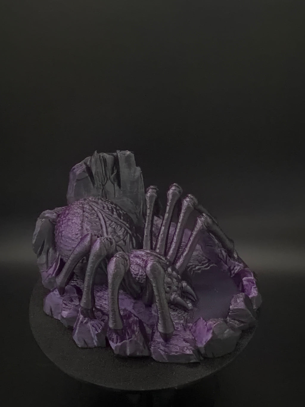 Side view of spider dice tower