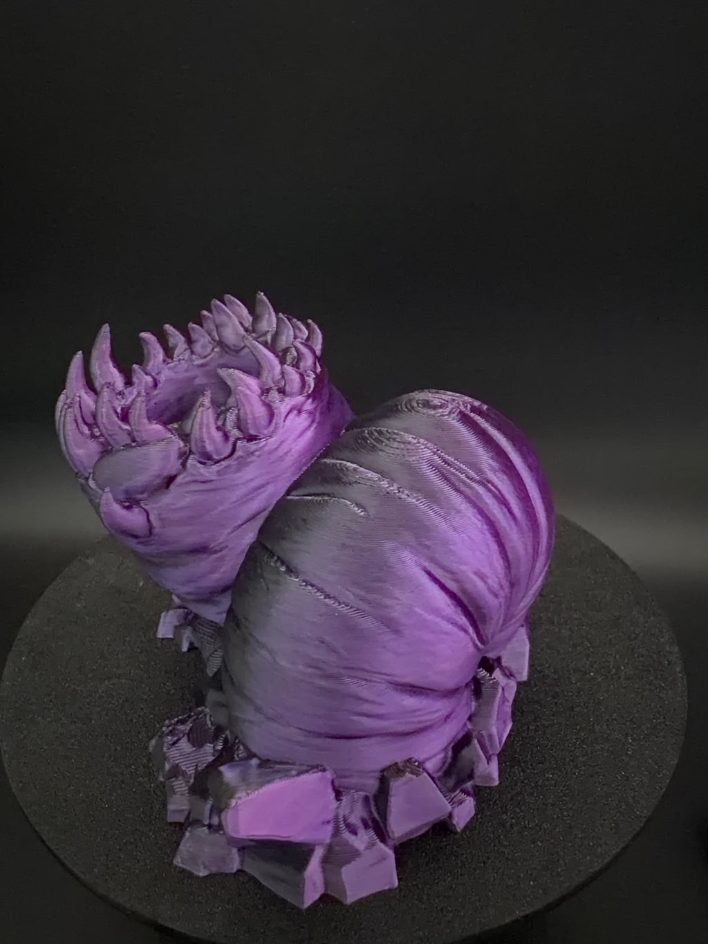 Rear shell view of purple and black dice tower [Black Purple]